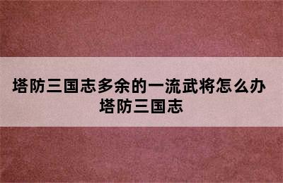 塔防三国志多余的一流武将怎么办 塔防三国志